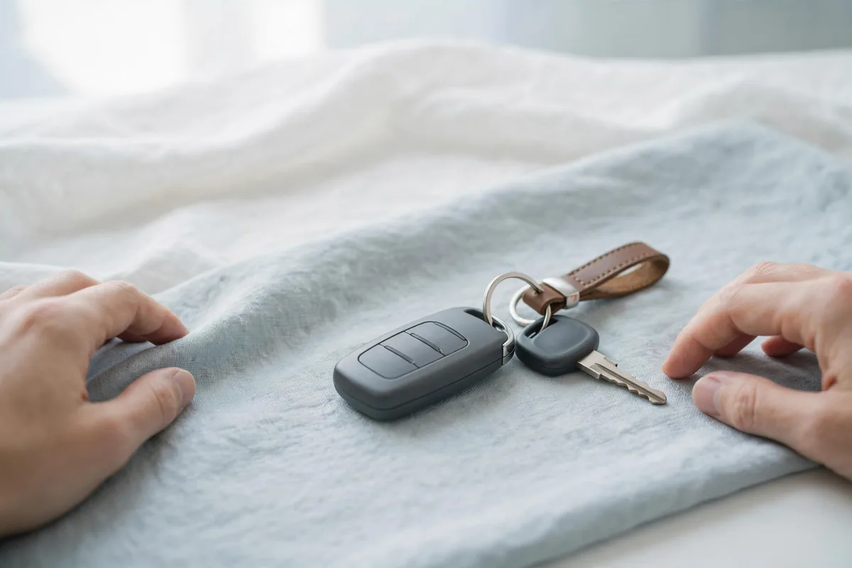 Car keys on a table