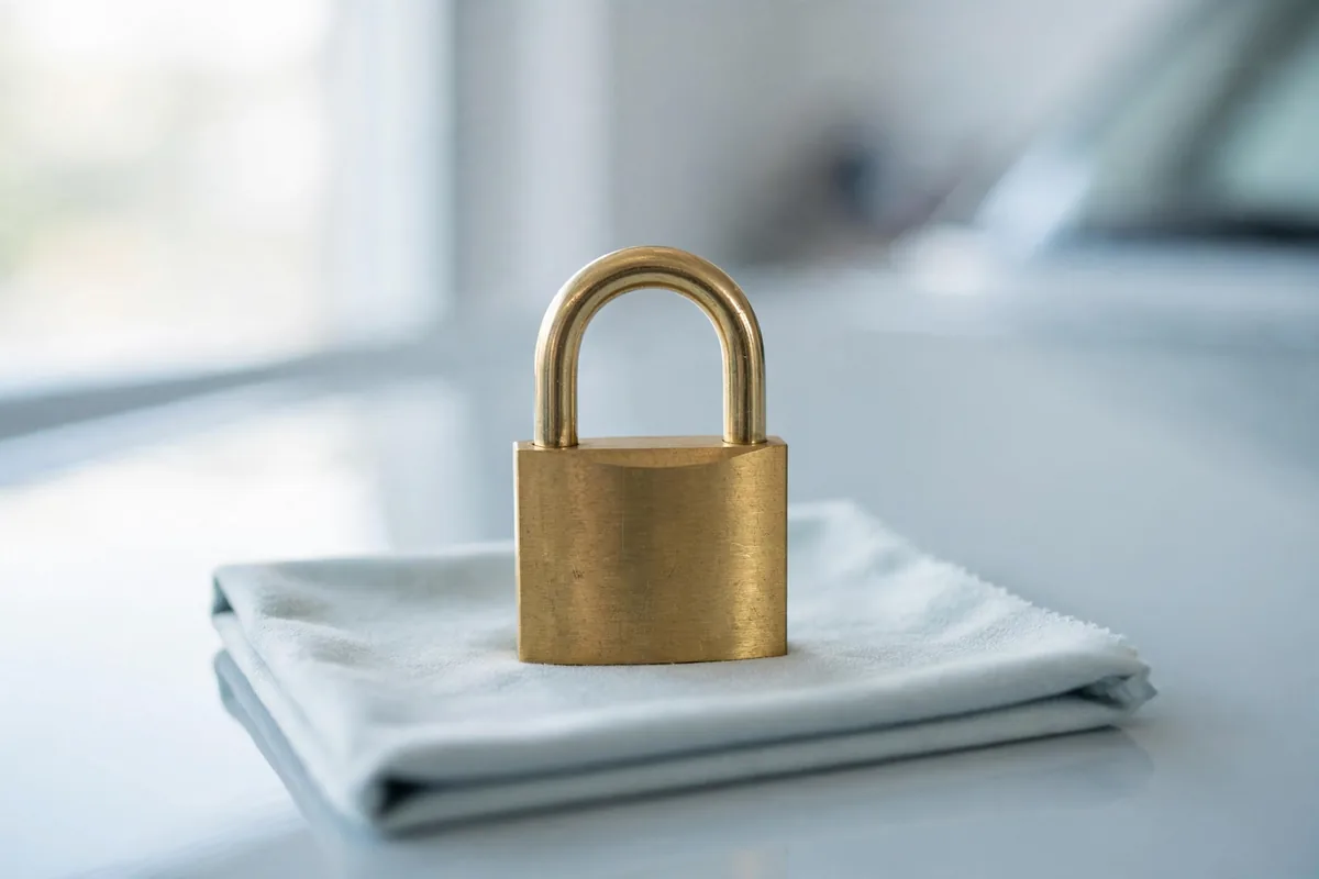 A brass padlock