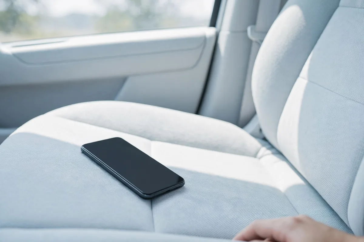 A phone on a car seat